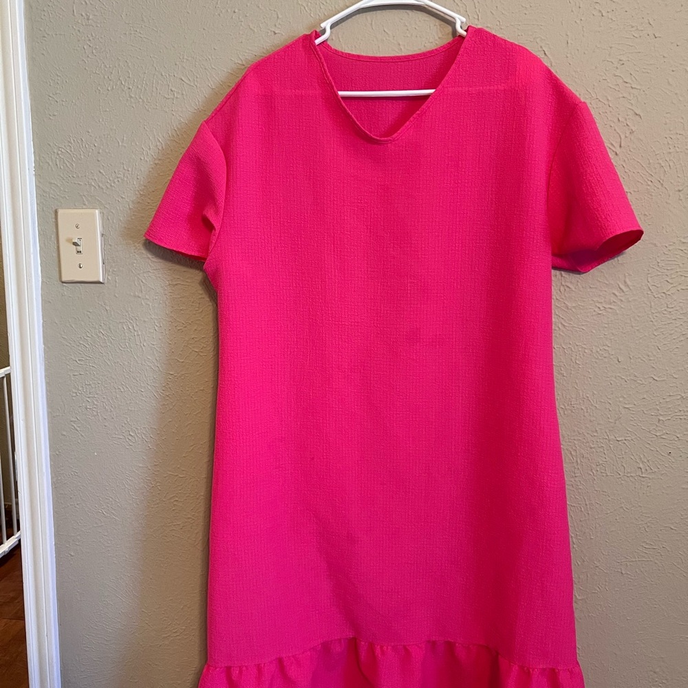 Vibrant Pink Short Sleeve Dress